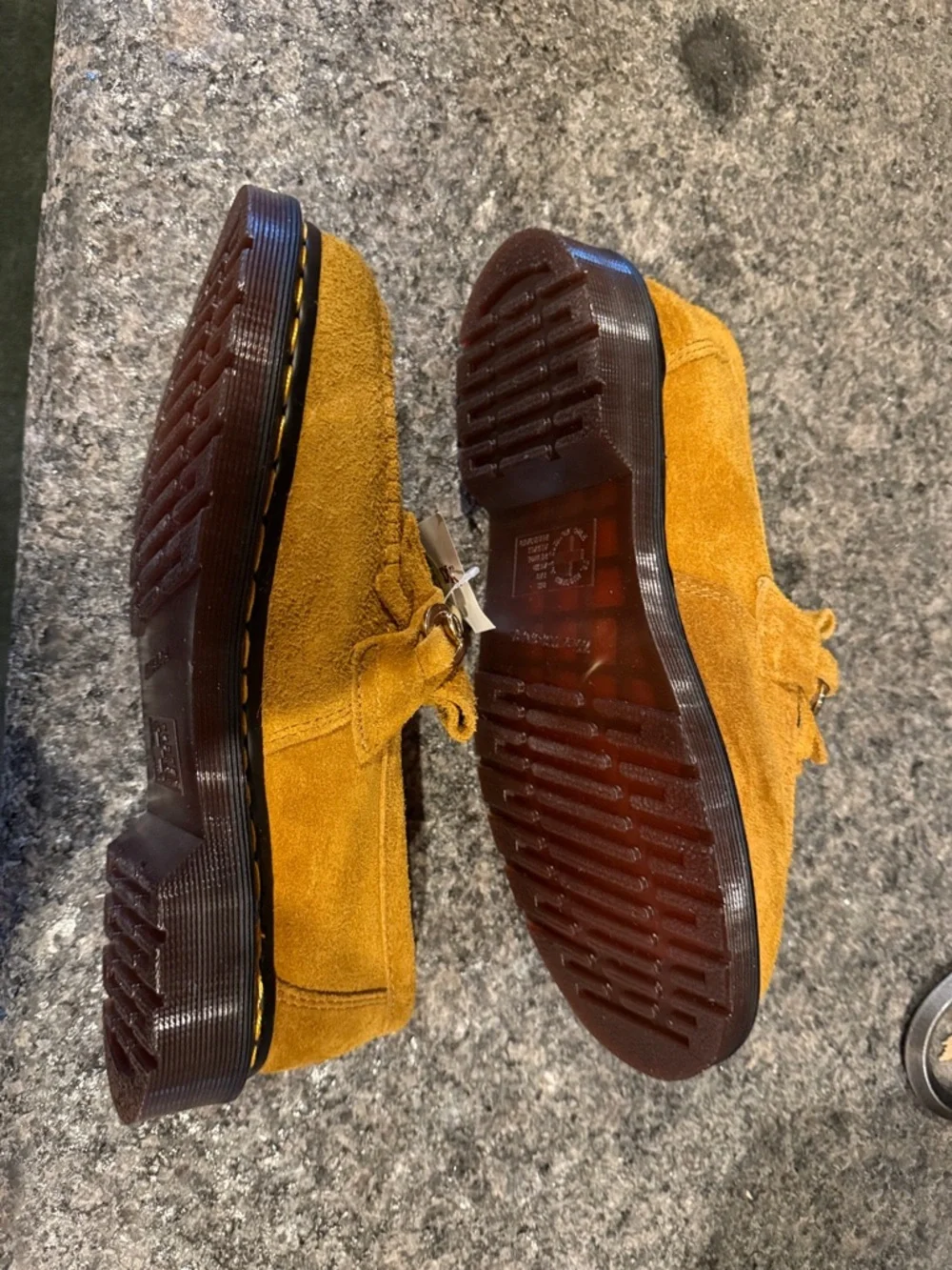 DR. MARTENS women’s Adrian Snaffle Tassel Mustard Suede Loafers - Picture 10 of 16